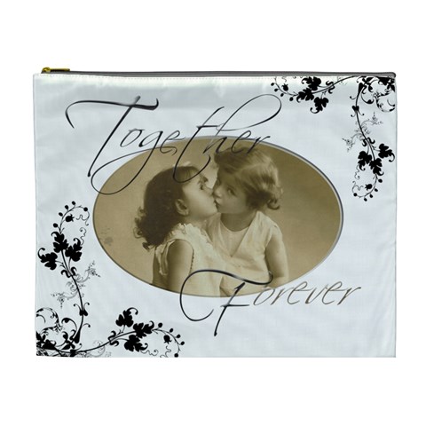Together Forever Extra Large Cosmetic Bag By Catvinnat Front