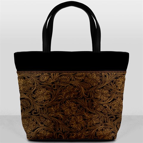 Tooled Leather 1 Bucket Bag By Bags n Brellas Front