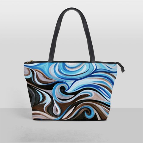 Blue Brown Swirl Shoulder Bag By Bags n Brellas Front
