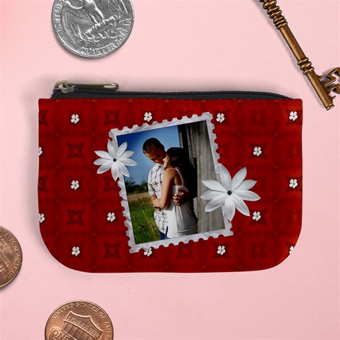 Red Floral Mini Coin Purse By Lil Front