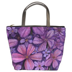 purple flowers bucket bag