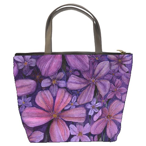 Purple Flowers Bucket Bag By Bags n Brellas Back