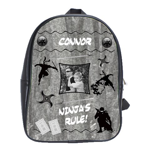 Black & White Ninja Backpack By Lmw Front