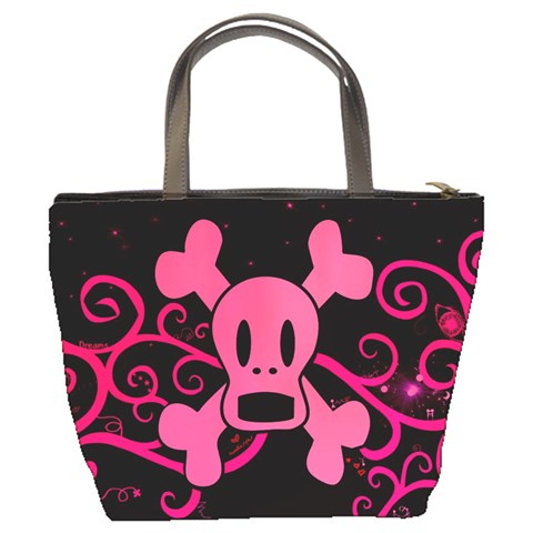 Pink Skull5 Bucket Bag By Bags n Brellas Back