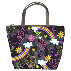 rainbow skulls bucket bag