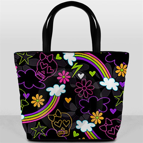 Rainbow Skulls Bucket Bag By Bags n Brellas Back