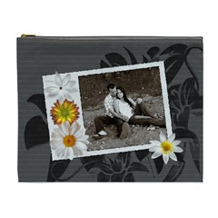 Charcoal Floral XL Cosmetic Bag - Cosmetic Bag (XL)