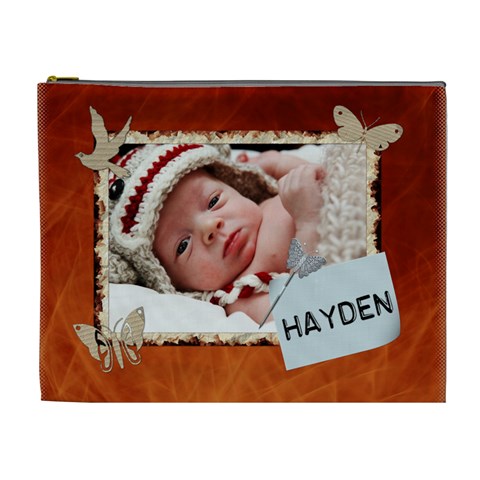 Copper Butterfly Xl Cosmetic Bag By Lil Front