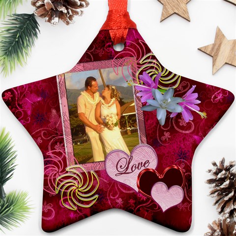 Pink Butterflies N Frills Star Ornament By Ellan Front