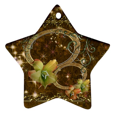 Double Oval Gold Star Flower Ornament By Ellan Front