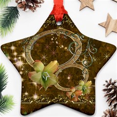 Double oval gold star flower ornament - Ornament (Star)