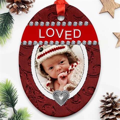 Loved Oval Ornament By Lil Front