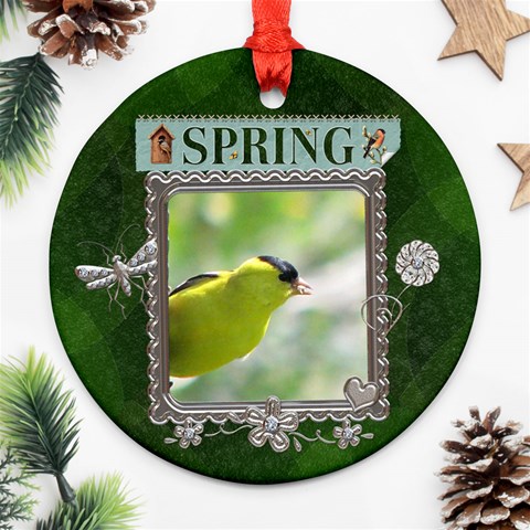 Spring Round Ornament By Lil Front