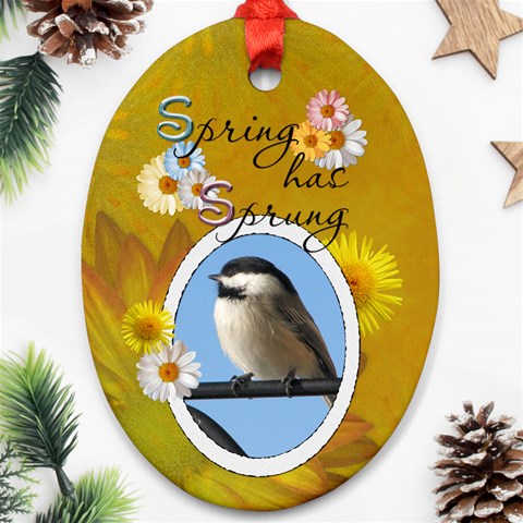 Spring Has Sprung Oval Ornament By Lil Front
