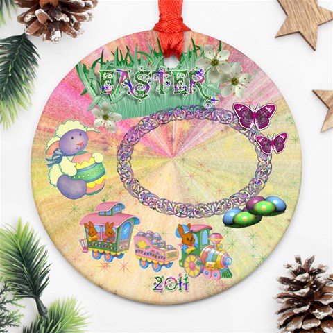 Easter 2024 Round Pastel Ornament By Ellan Front