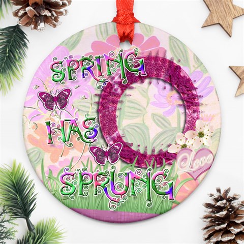 Spring Has Sprung Round Pastel Ornament By Ellan Front
