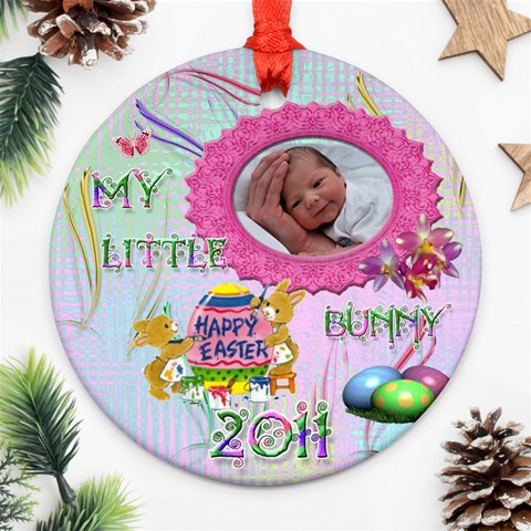 My Little Bunny 2024 Round Pastel Ornament By Ellan Front