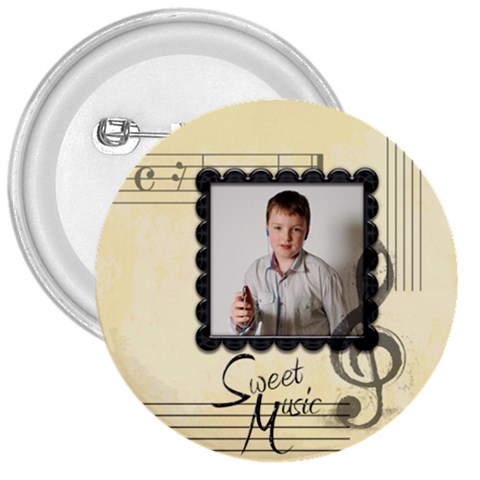 Sweet Music 3 Inch Button Badge By Catvinnat Front