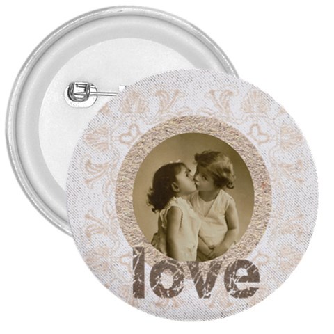 Love 3 Inch Button Badge By Catvinnat Front