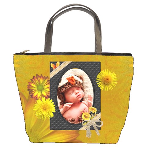 Pretty Yellow Floral Bucket Bag By Lil Front