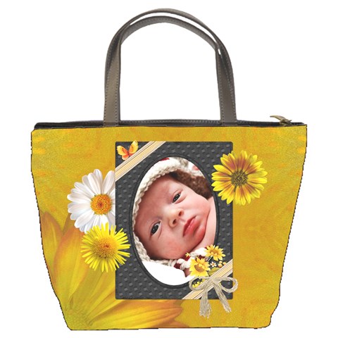 Pretty Yellow Floral Bucket Bag By Lil Back