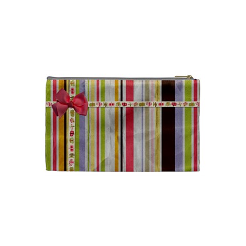 Spring Flower Stripe Small Cosmetic Bag By Redhead Scraps Back