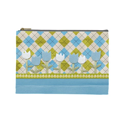 Spring Argyle Plaid Large Cosmetic Bag By Redhead Scraps Front