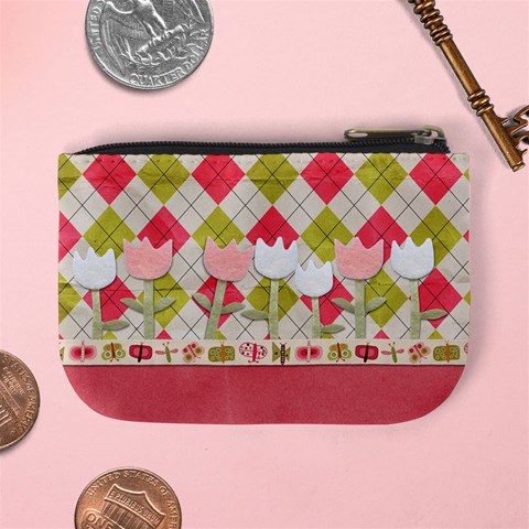 Spring Pink Argyle Plaid Coin Purse By Redhead Scraps Back