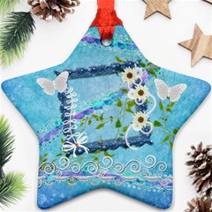 Blue floral 2023 Pastel Flower ornament - Ornament (Star)