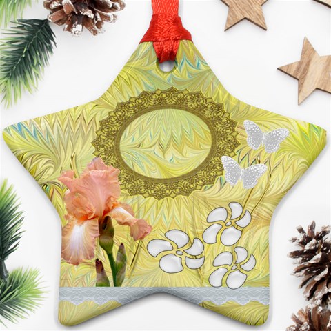 Golden Iris Pastel Flower Ornament By Ellan Front