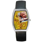 Yellow Floral Barrel Style Watch - Barrel Style Metal Watch