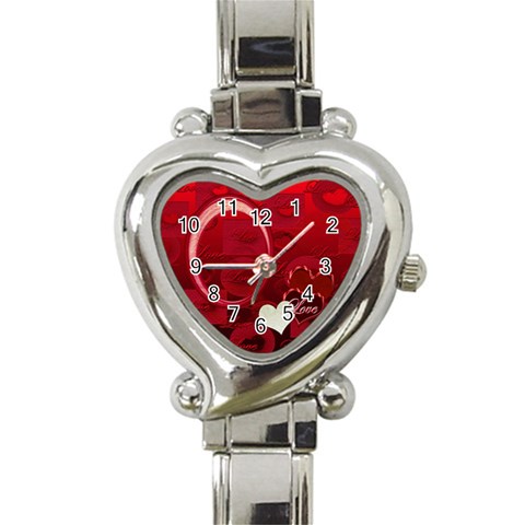 I Heart You Red Custom Heart Italian Charm Watch By Ellan Front