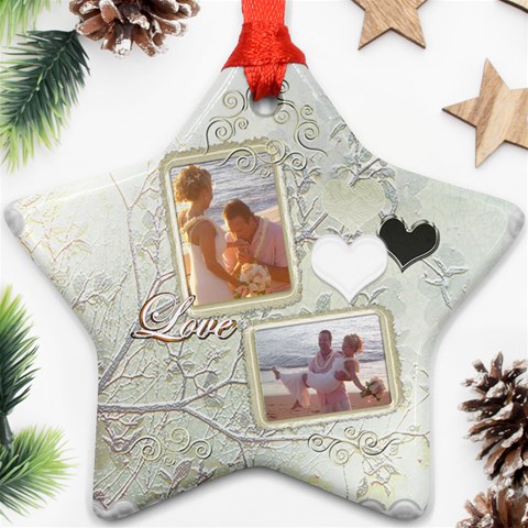 Love Wedding White Gold Star Ornament By Ellan Front