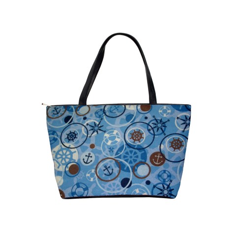 Blue Nautical Shoulder Bag By Bags n Brellas Back