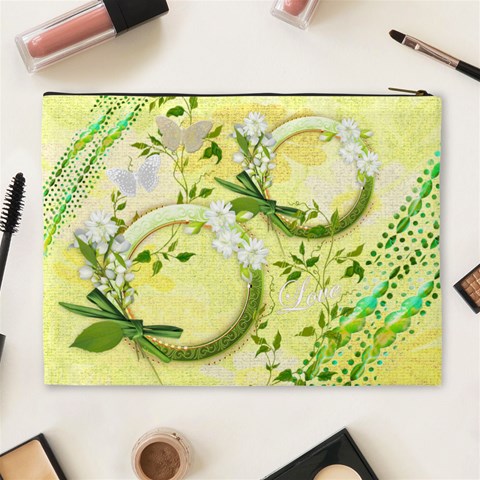 Spring Flower Floral Yellow Xl Cosmetic Bag By Ellan Back