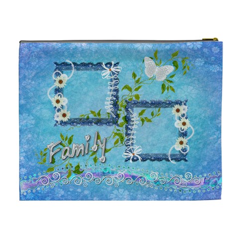 Spring Flower Floral Blue Xl Cosmetic Bag By Ellan Back