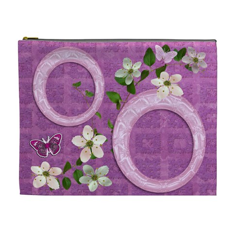 Spring Flower Floral Purple Xl Cosmetic Bag By Ellan Front