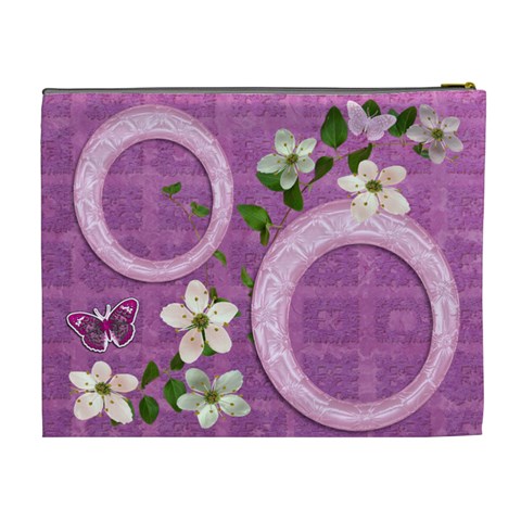 Spring Flower Floral Purple Xl Cosmetic Bag By Ellan Back