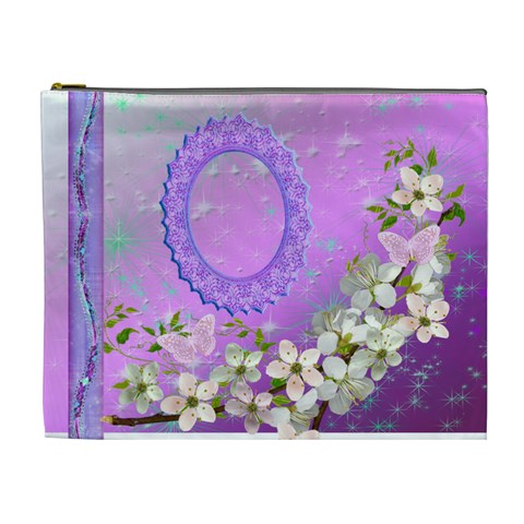 Spring Flower Floral Purple2 Xl Cosmetic Bag By Ellan Front