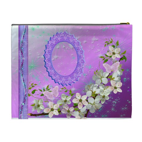 Spring Flower Floral Purple2 Xl Cosmetic Bag By Ellan Back