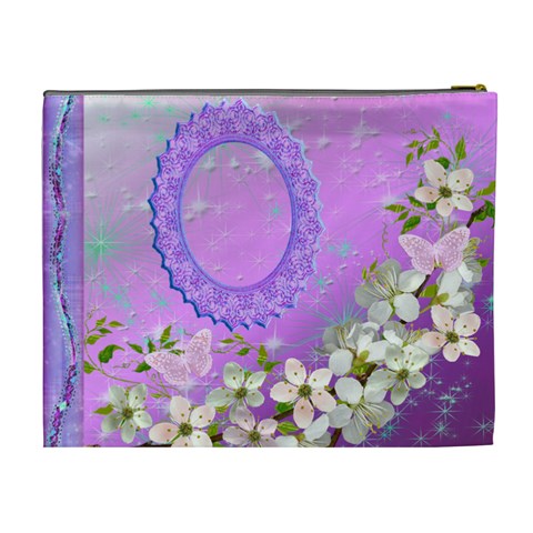Spring Flower Floral Purple2 Xl Cosmetic Bag By Ellan Back