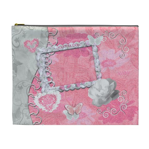 Spring Flower Floral Baby Pink Xl Cosmetic Bag By Ellan Front