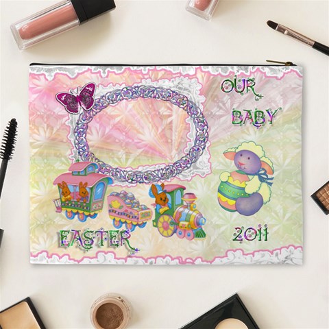 Spring Flower Floral Our Baby Xl Cosmetic Bag By Ellan Back
