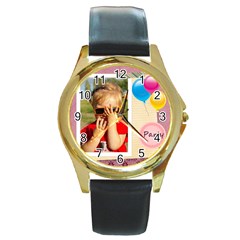 Party time - Round Gold Metal Watch