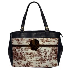 Brown Flower Toile Warm Fuzzy Tote Bag - Oversize Office Handbag Brown Flower Toile Warm Fuzzy Tote Bag - Oversize Office Handbag