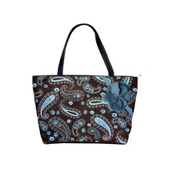 Brown Blue Paisley Dot Warm Fuzzy Tote Bag - Classic Shoulder Handbag Brown Blue Paisley Dot Warm Fuzzy Tote Bag - Classic Shoulder Handbag