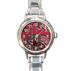 Coral Italian Charm Watch - Round Italian Charm Watch