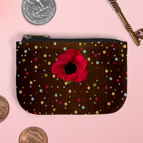 Polka Dot Poppy Coin Purse By Redhead Scraps Front