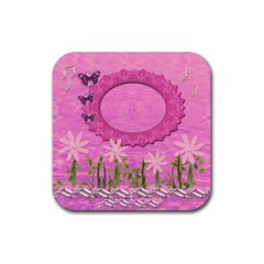 Spring Flower floral pink music square rubber coaster - Rubber Coaster (Square) Spring Flower floral pink music square rubber coaster - Rubber Coaster (Square)