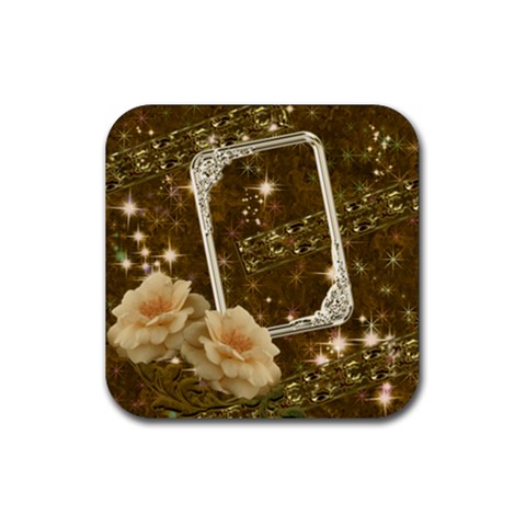 Rose Gold2 Square Rubber Coaster By Ellan Front